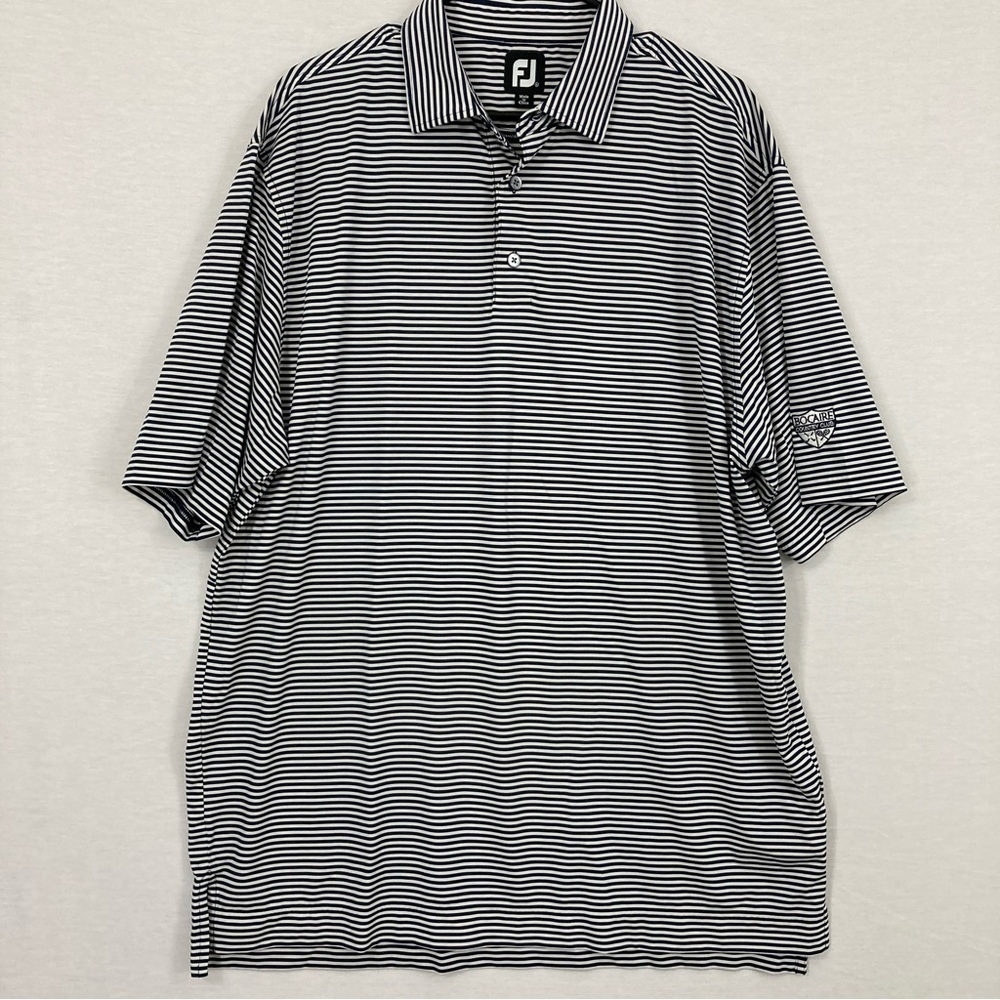 FootJoy Black White Striped Short‎ Sleeve Golf Polo Shirt XL